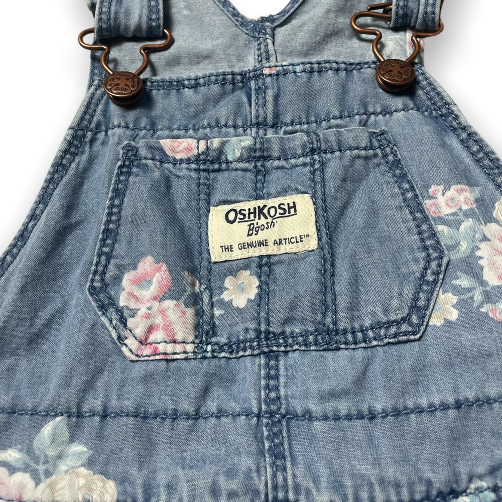 Baby OshKosh B'Gosh Denim Floral Overall Dress 24 Months - Picture 2 of 8